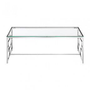 Matayo Clear Glass / Silver Base Coffee Table Silver