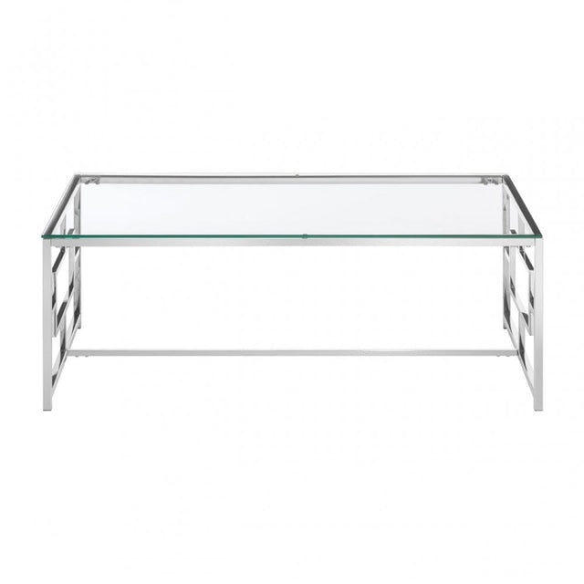 Matayo Clear Glass / Silver Base Coffee Table Silver