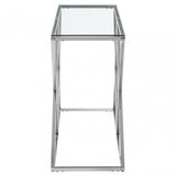 Matayo Inverted Triangles Base Console Table Silver