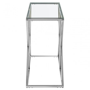 Matayo Inverted Triangles Base Console Table Silver