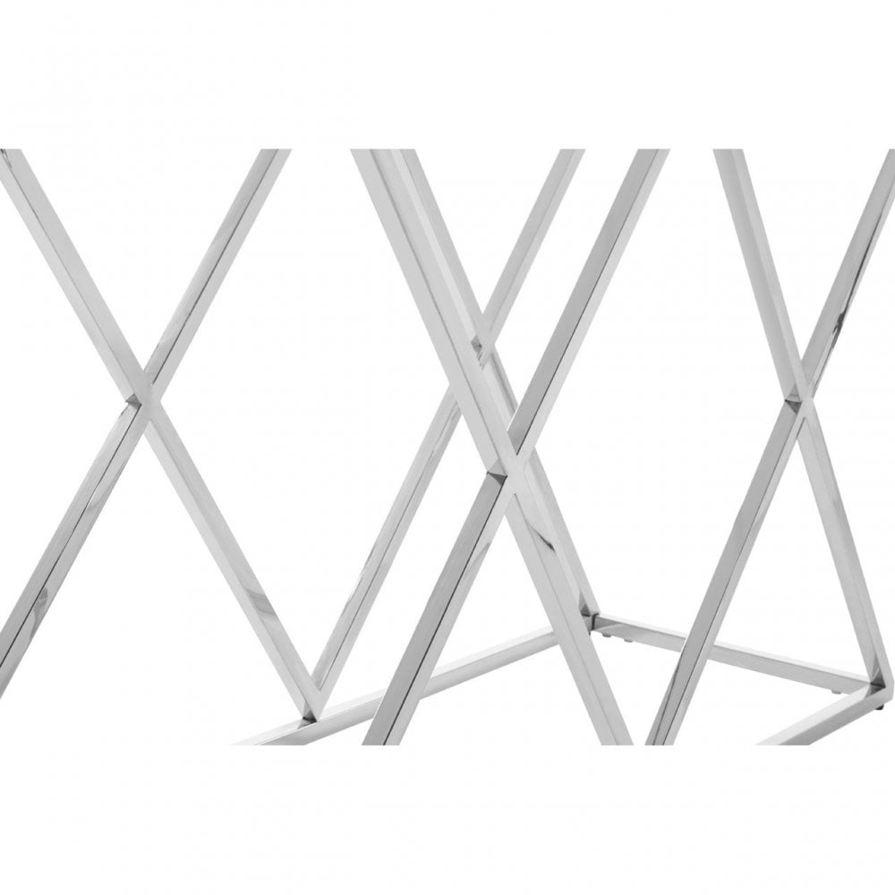 Matayo Inverted Triangles Base Console Table Silver