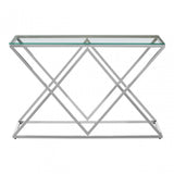 Matayo Inverted Triangles Base Console Table Silver