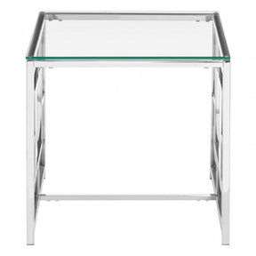 Matayo Clear Glass / Silver Base End Table Silver