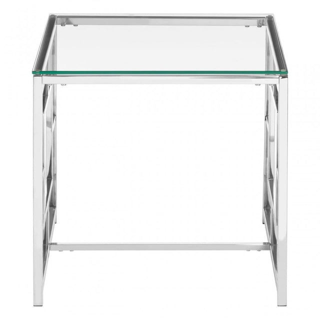 Matayo Clear Glass / Silver Base End Table Silver
