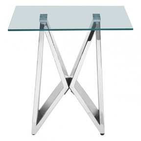 Matayo Wing Base End Table Silver