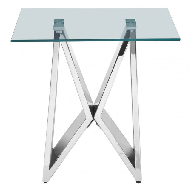 Matayo Wing Base End Table Silver