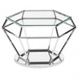Matayo Silver Finish Diamond Design End Table Silver