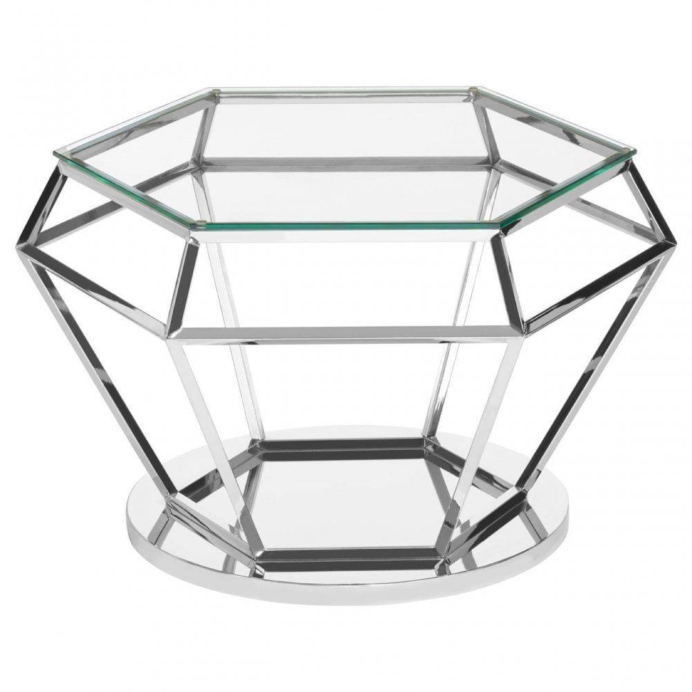 Matayo Silver Finish Diamond Design End Table Silver