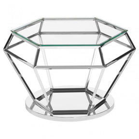 Matayo Silver Finish Diamond Design End Table Silver