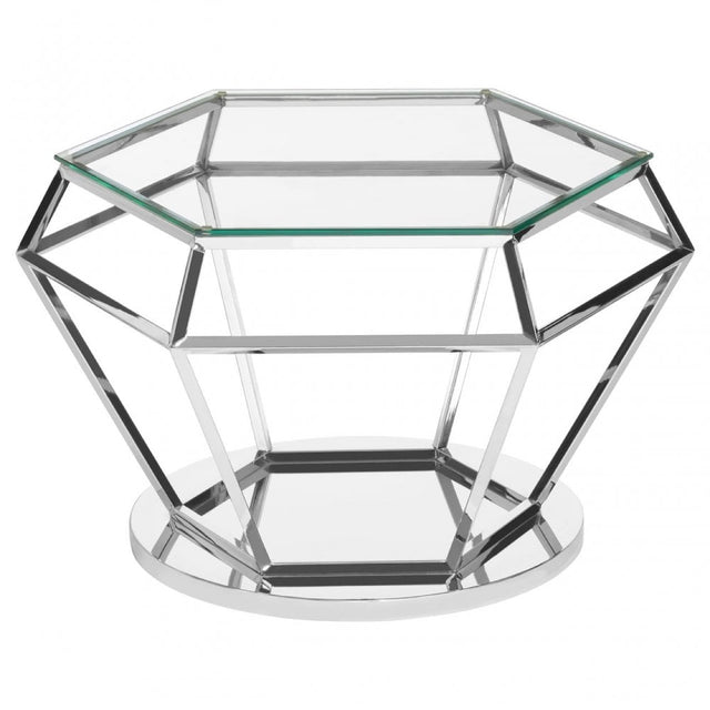 Matayo Silver Finish Diamond Design End Table Silver