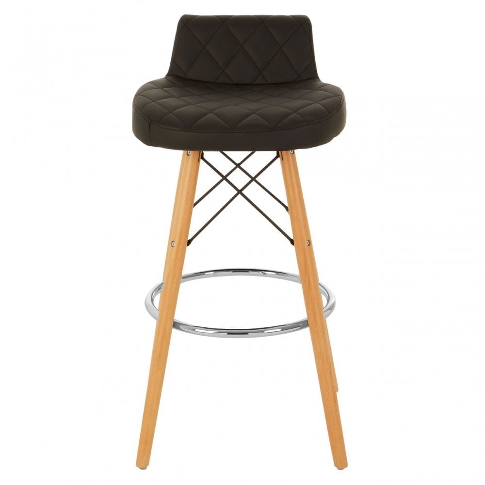 Jersey Black Leather Effect Seat Bar Stool Brown