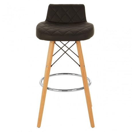 Jersey Black Leather Effect Seat Bar Stool Brown