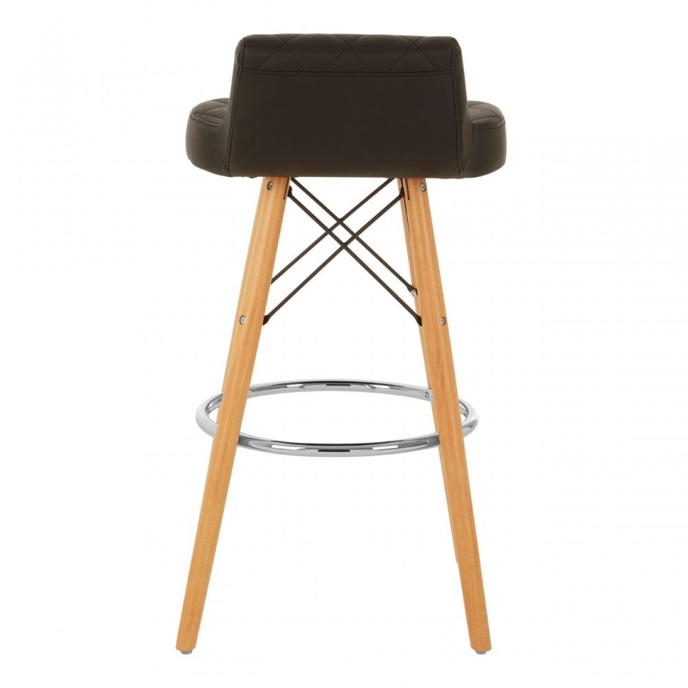 Jersey Black Leather Effect Seat Bar Stool Brown
