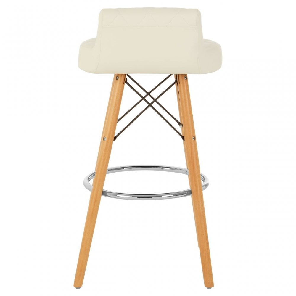 Jersey White Leather Effect Seat Bar Stool White