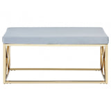 Matayo Grey Velvet / Gold Finish Bench Blue