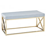 Matayo Grey Velvet / Gold Finish Bench Blue