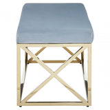 Matayo Grey Velvet / Gold Finish Bench Blue