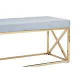 Matayo Grey Velvet / Gold Finish Bench Blue