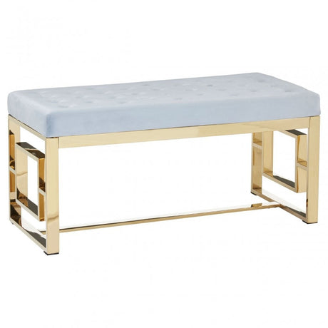 Matayo Grey Tufted Bench Grey