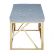 Matayo Grey Velvet / Gold Finish Frame Bench Blue