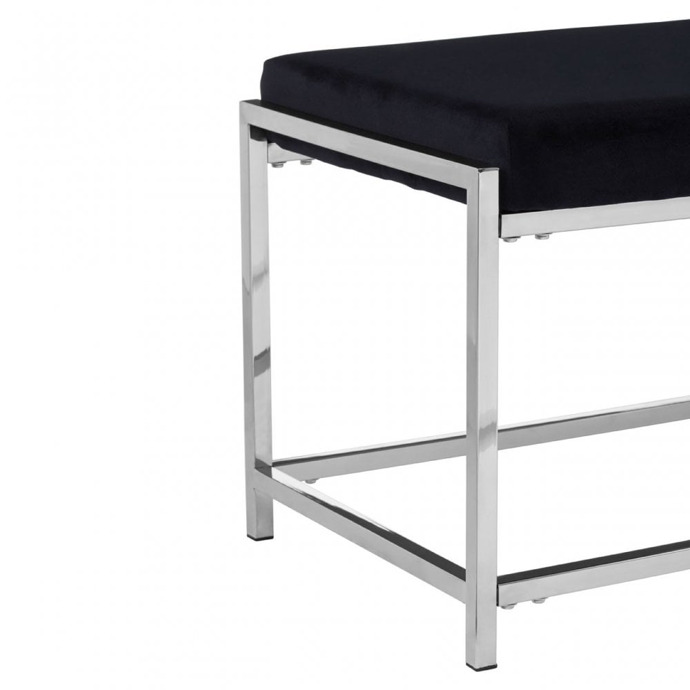 Matayo Black Seat / Silver Metal Frame Bench Black