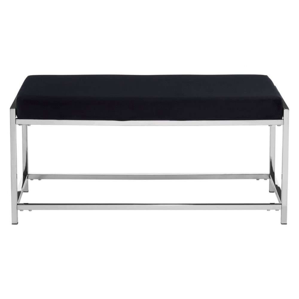 Matayo Black Seat / Silver Metal Frame Bench Black
