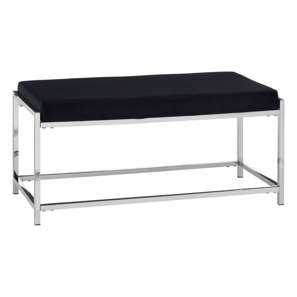 Matayo Black Seat / Silver Metal Frame Bench Black