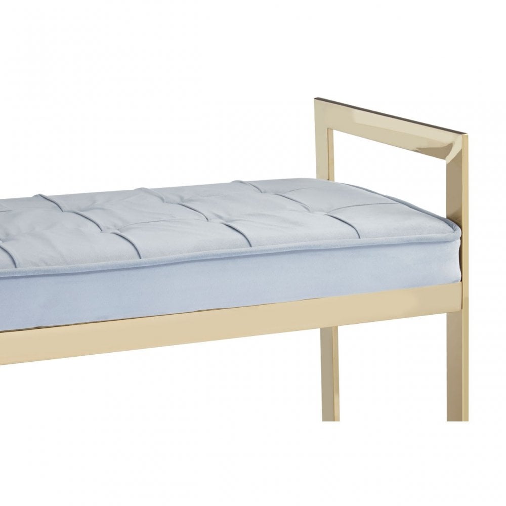 Matayo Grey Seat / Gold Metal Frame Bench Blue