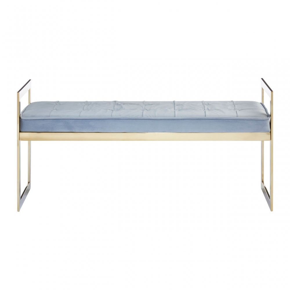 Matayo Grey Seat / Gold Metal Frame Bench Blue