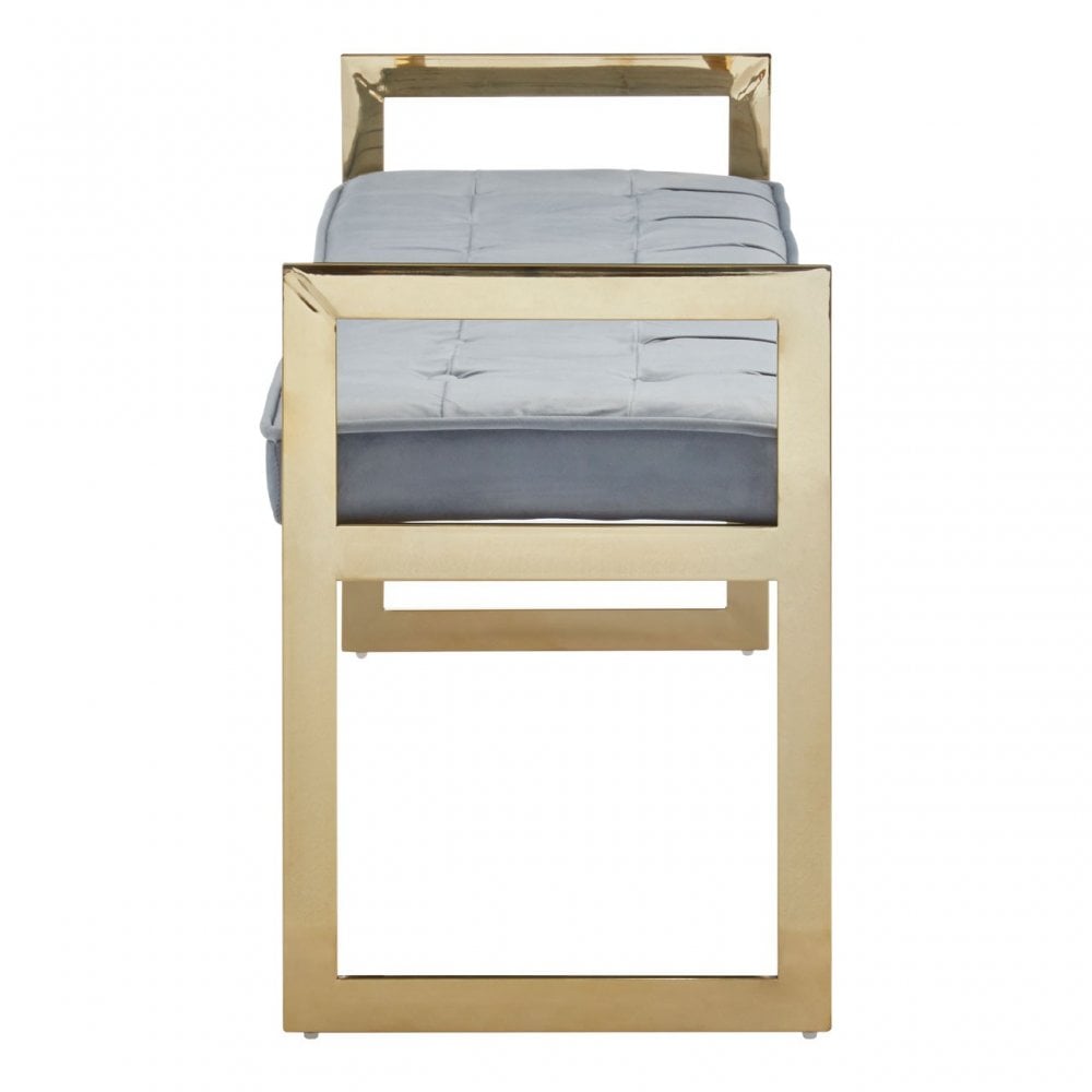 Matayo Grey Seat / Gold Metal Frame Bench Blue