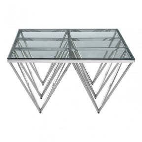 Matayo Spike Triangles Base Coffee Table Silver