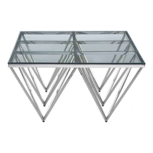 Matayo Spike Triangles Base Coffee Table Silver