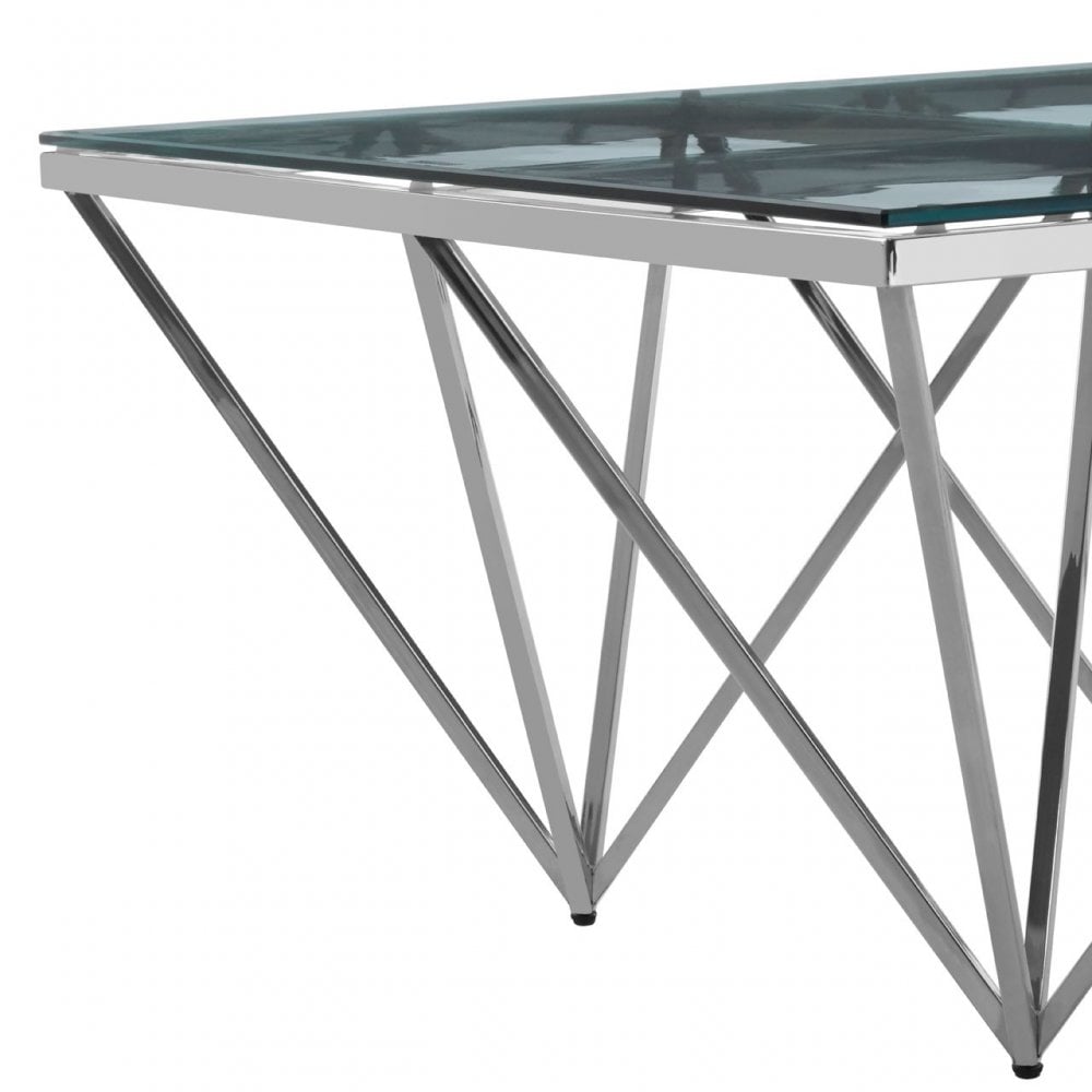 Matayo Spike Triangles Base Coffee Table Silver