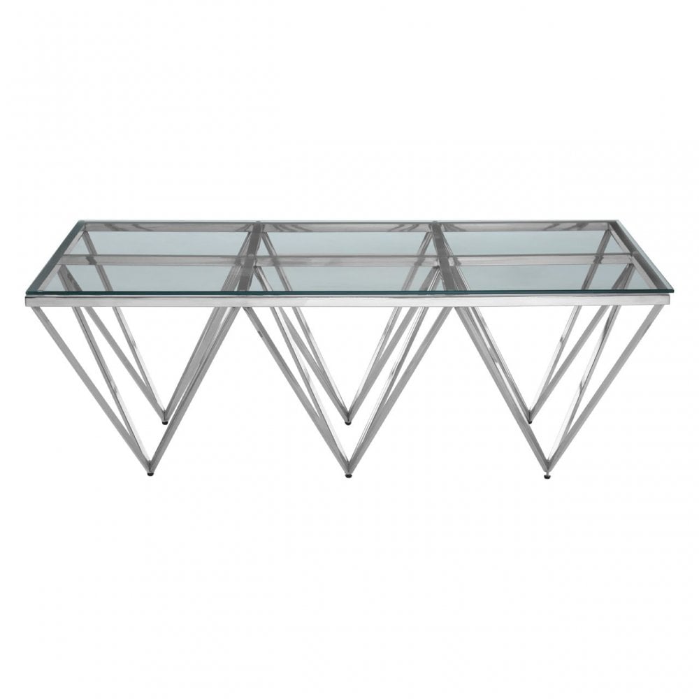 Matayo Spike Triangles Base Coffee Table Silver