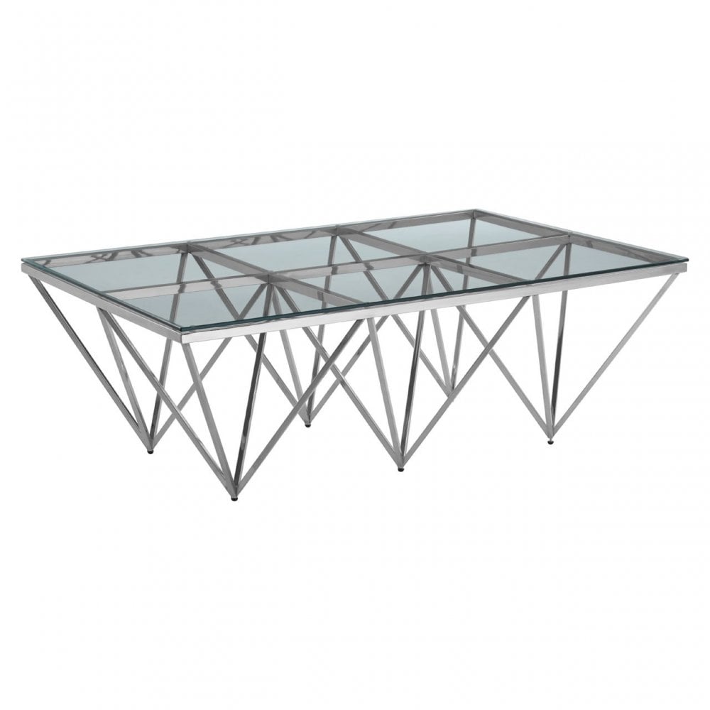 Matayo Spike Triangles Base Coffee Table Silver