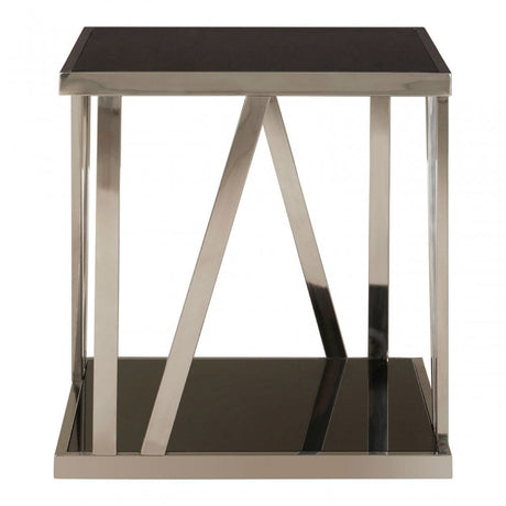 Pantino Square Side Table with Bottom Shelf Black