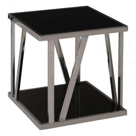 Pantino Square Side Table with Bottom Shelf Black