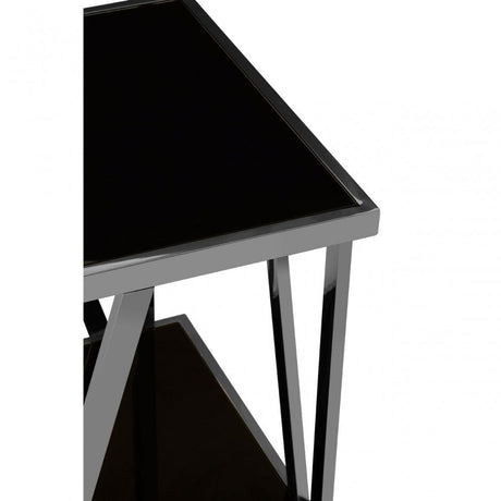 Pantino Square Side Table with Bottom Shelf Black