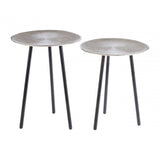 Hamish Set of Side Tables with Tapered Legs Silver