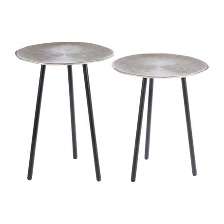 Hamish Set of Side Tables with Tapered Legs Silver