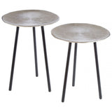 Hamish Set of Side Tables with Tapered Legs Silver