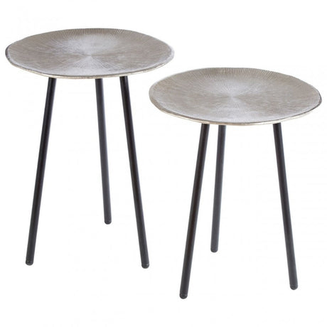 Hamish Set of Side Tables with Tapered Legs Silver