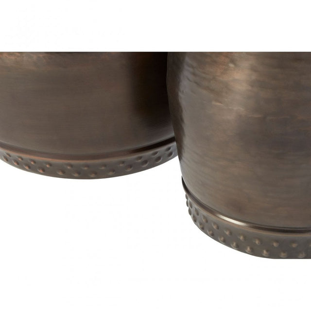 Hamish Set of 2 Drum Style Side Tables Brown
