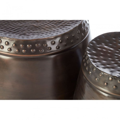 Hamish Set of 2 Drum Style Side Tables Brown