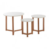 Set of 3 Side Tables with White Tops White