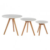 Set of 3 Side Tables with Tapered Legs White