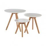 Set of 3 Side Tables with Tapered Legs White