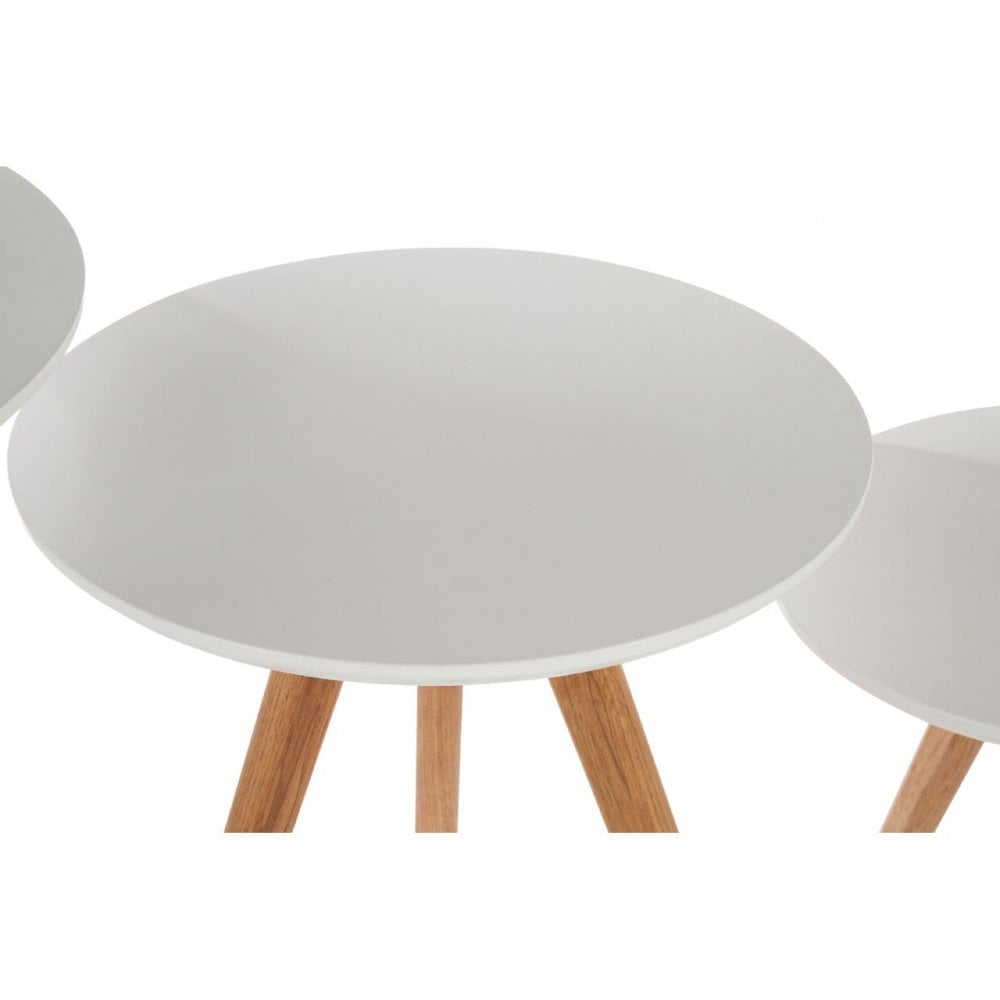 Set of 3 Side Tables with Tapered Legs White