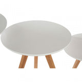 Set of 3 Side Tables with Tapered Legs White