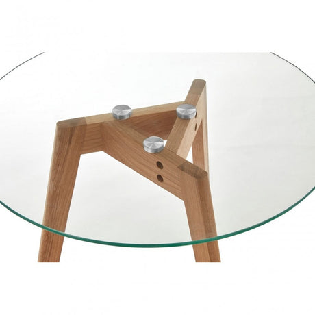 Set of 2 Side Tables with Tempered Glass Tops Natural